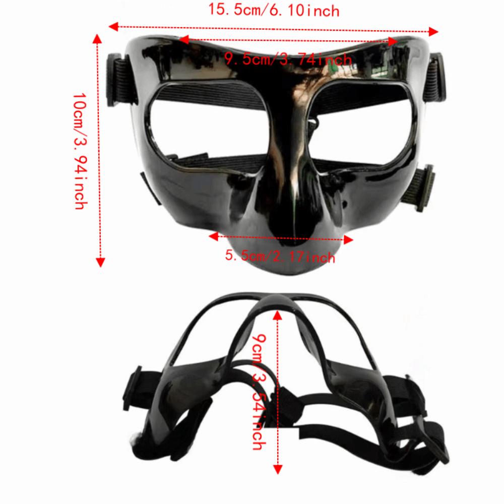 Elastic Strap Basketball Face Mask Black/Clear Nose Protector Basketball Sports