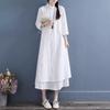 Весна Осень Женские Платья Vestidos Robe Elbise Свободное Длинное Платье Большого Размера Из Хлопка И Льна Двухслойное