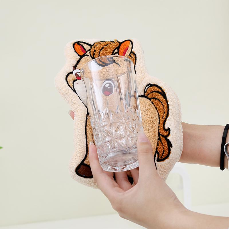 Мультяшное Милое Пони Ручное Полотенце Коралловый Флис Домашние Кухонные Салфетки Лошадь Утолщенные Подвесные Впитывающие Полотенца Для Ванной Комнаты Домашний Декор