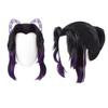 Kochou Shinobu Cosplay Wig Black Purple Heat Resistant Synthetic Hair Anime Wigs + Wig Cap