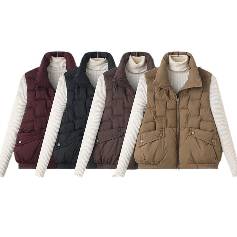 Осень и зима новый хлопковый жилет женский воротник-стойка пуховый хлопковый жилет свободный короткий жилет женское пальто