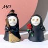 Cute Dark Aesthetic Room Accessories Halloween Ghost Figurine, Spooky Black Robe Statue, Party Table Centerpieces Skull Resin Ornament for Home