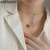 Women'S Fashion Jewelry Double Layer Round Disc Necklace Gold Bead Chain Charm Necklace For Women S-N574
