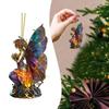 Colorful Fairy Fairies Painted Style Charm Fun And Mysterious Rear View Ornament Trees Painted Glass Window Hangings