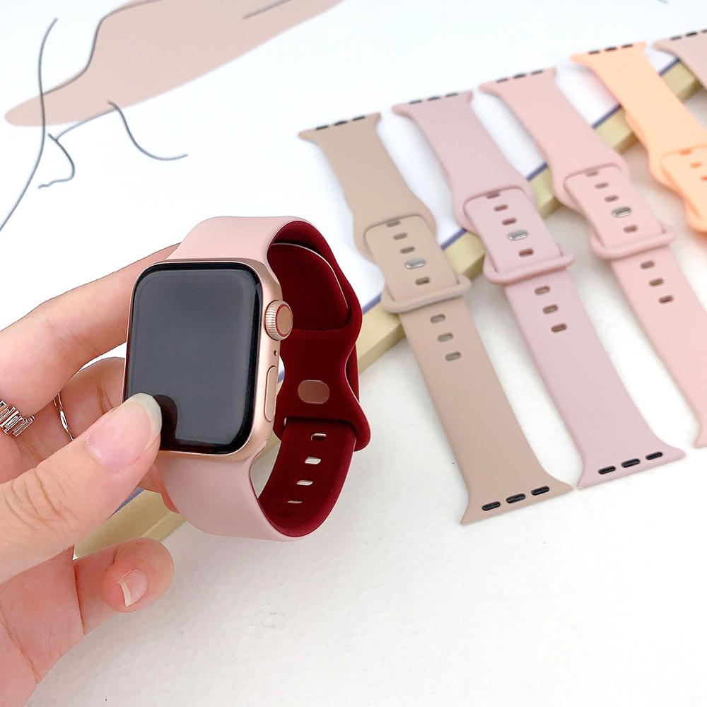 Силиконовый ремешок для Apple Watch 44 мм 45 мм 41 мм 40 мм 49 мм 42 мм 38 мм 46 мм, спортивный браслет для iWatch Series Ultra 2 SE 10 9 8 7 6 5