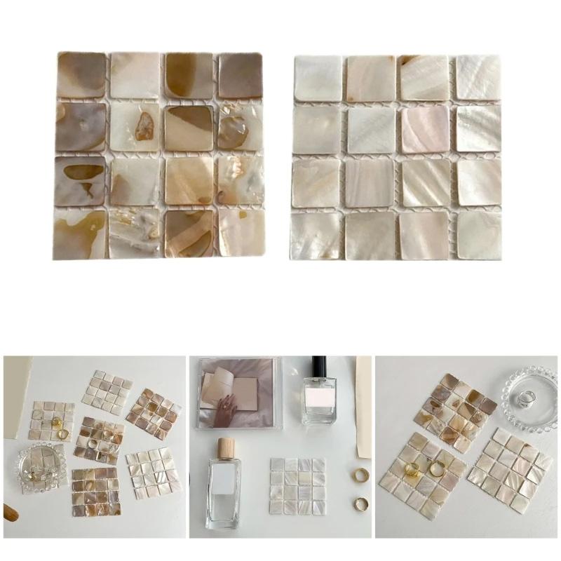 1Pc Mosaic Pads Square Coaster Ins Style Natural Conch Shell Mats Room Decoration Photography Props Heat Insulation Coaster
