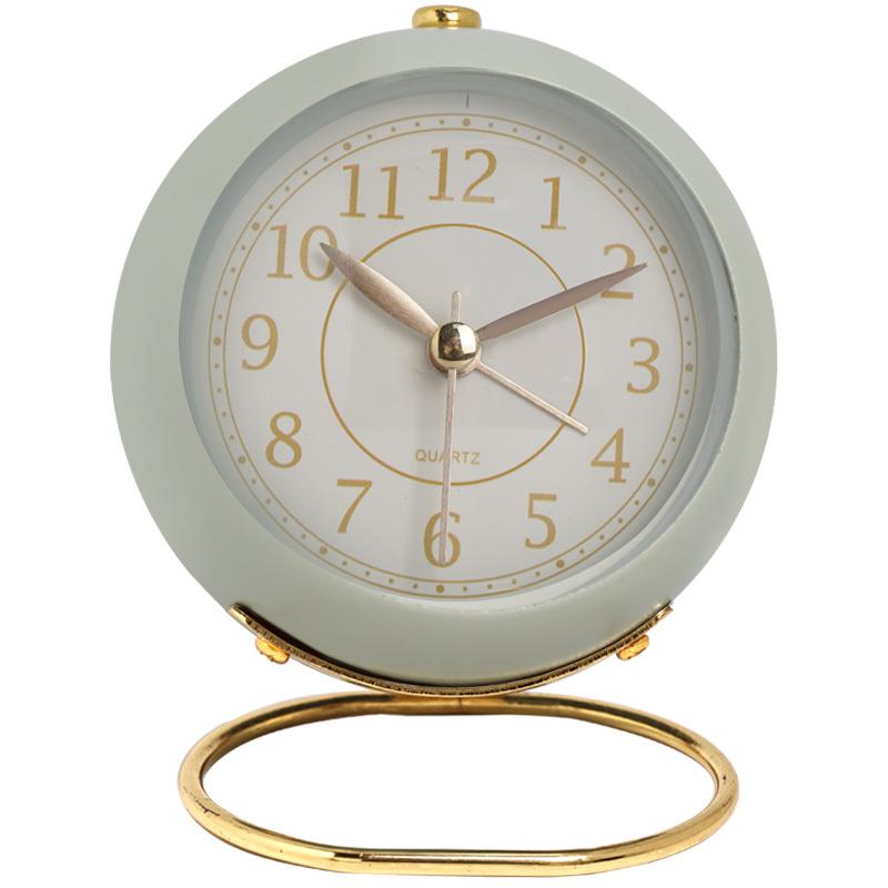 Ретро круглый будильник тихие не тикающие аналоговые часы ночник прикроватные часы