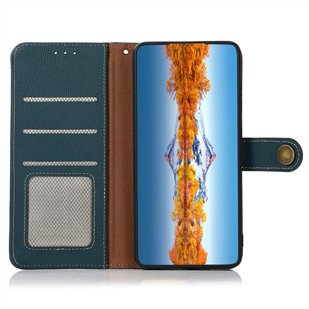 KHAZNEH for iPhone 17 Case Genuine Cow Leather RFID Blocking Wallet Phone Cover