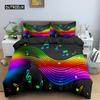 Music Note Print Bedding Set Psychedelic Duvet Cover Set Polyester Quilt Cover EU Double King Size Adult Kids Bed Accessories