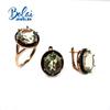 Oval 10*12mm Natural Green Amethyst Jewelry Set 925 Sterling Silver Jewelry Ring Earring for Women Daily Wear Nice Gift