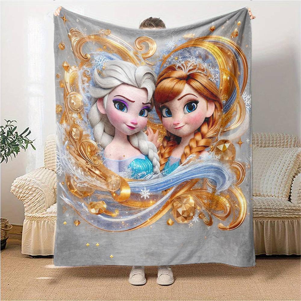 1Pc Elsa'S Winter Fantasy Blanket For Couch Bed Plush Cozy Fuzzy Blanket Super Soft Warm Blankets For Fall And Winter 091865