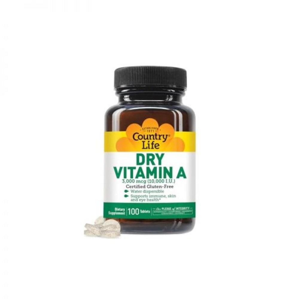 Country Life Dry Vitamin A 10,000 U Water-soluble 100 Tablets 1 pcs
