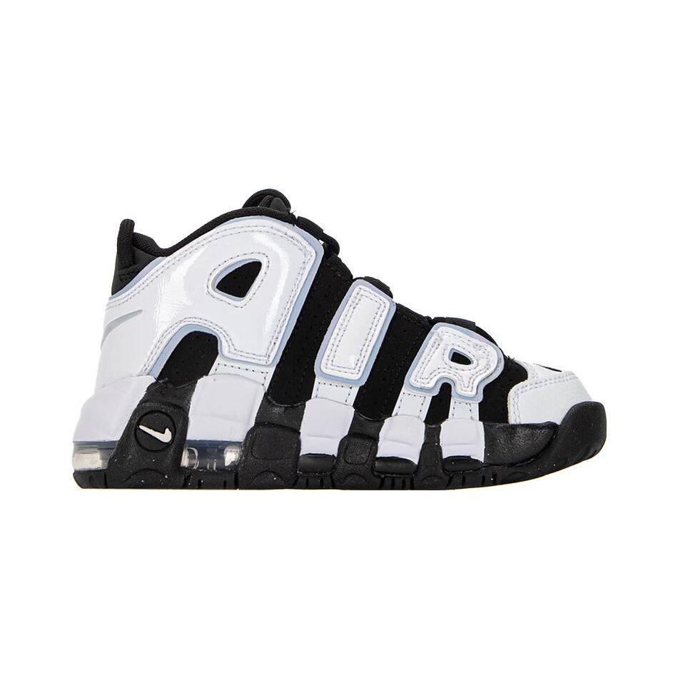 Nike Кроссовки для баскетбола детские Nike Air More Uptempo с амортизацией, средняя высота, черные с белым, для детей 3-7 лет, DQ6201-001
