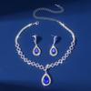 2Pcs/Set Women Wedding Jewelry Set Waterdrop Shape Shining Faux Crystal Choker Necklace Dangle Earrings Set