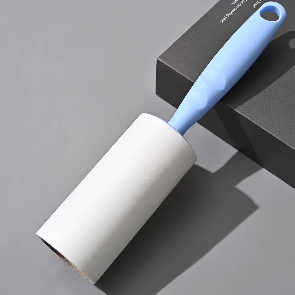 Lint Roller Remover with Ergonomic Handle and Refillable Sticky Paper Roll for Clothing Furniture and Car Interior Cleaning