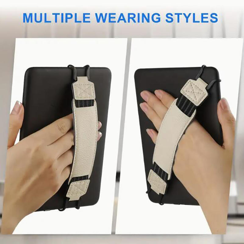 6-7 Inch Tablet Hand Strap Anti-Slip PU Leather Grip Handle with Adjustable Finger Loop for Secure One-Handed Use