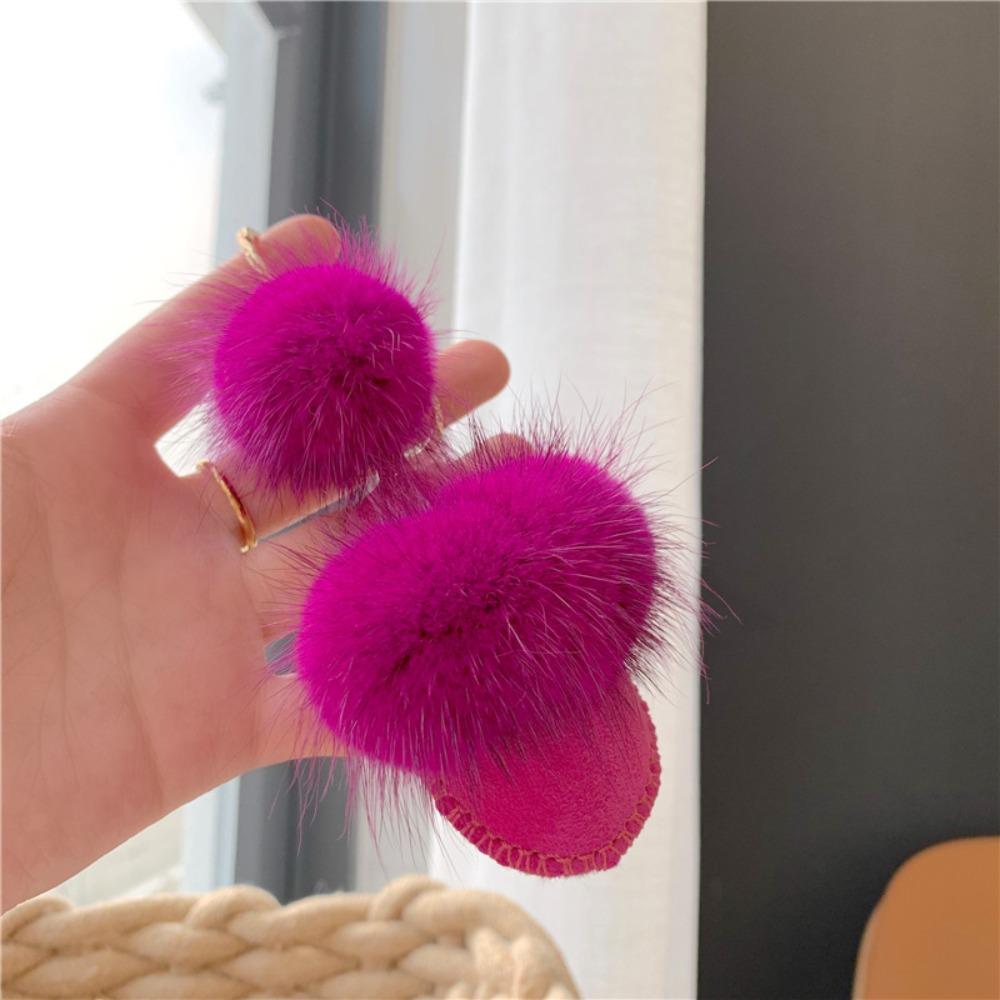 Брелок в форме туфель из меха норки, пушистый плюшевый кулон, изысканные мини-тапочки, кулон, украшение для ключей