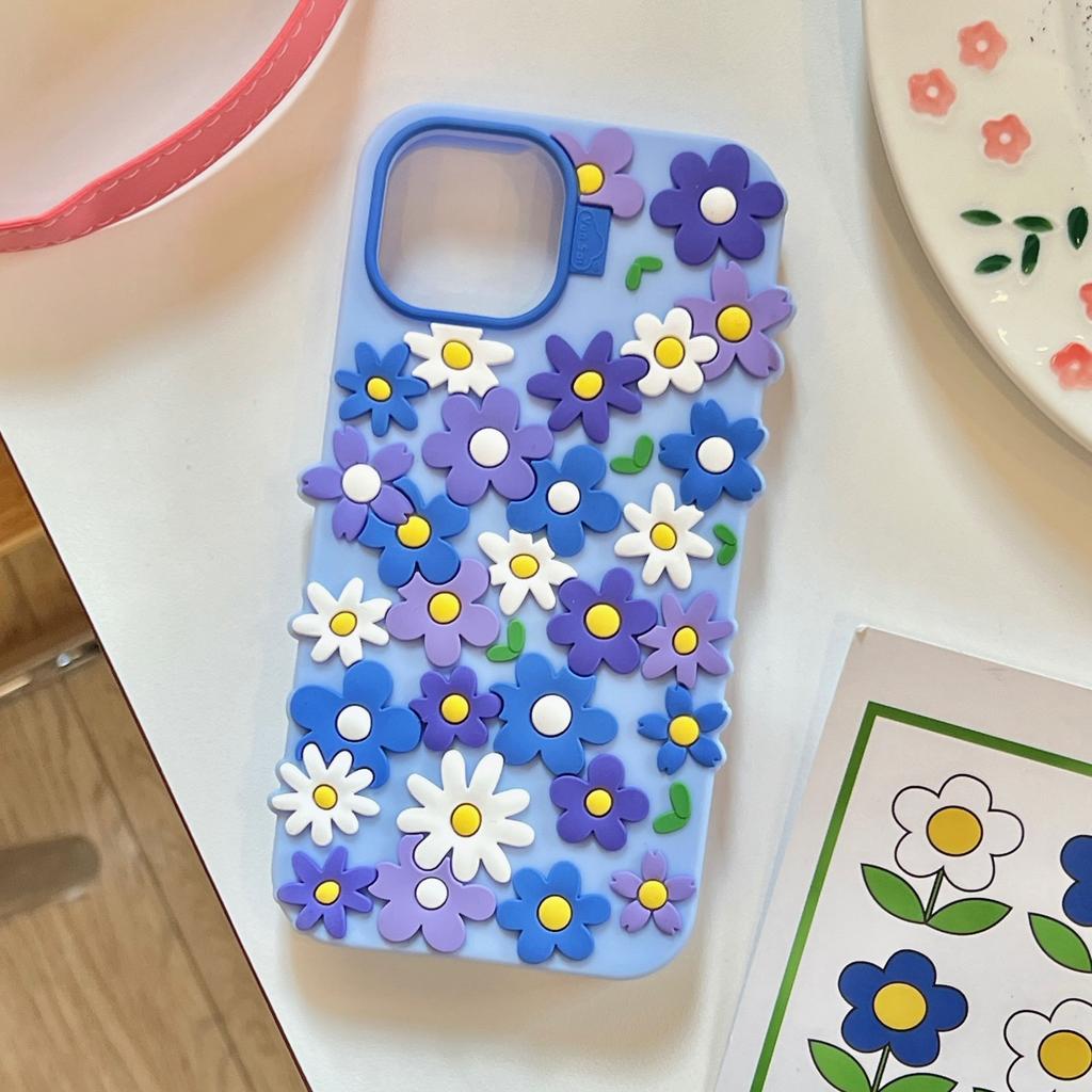 INS Korean Daisy Flower Soft Silicone Luxury Phone Case for IPhone 16 15 13 14 12 Pro Max 14 Plus Fashion Cute Floral Back Cover