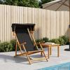 3 Position Recliner Solid Eucalyptus Wood Black