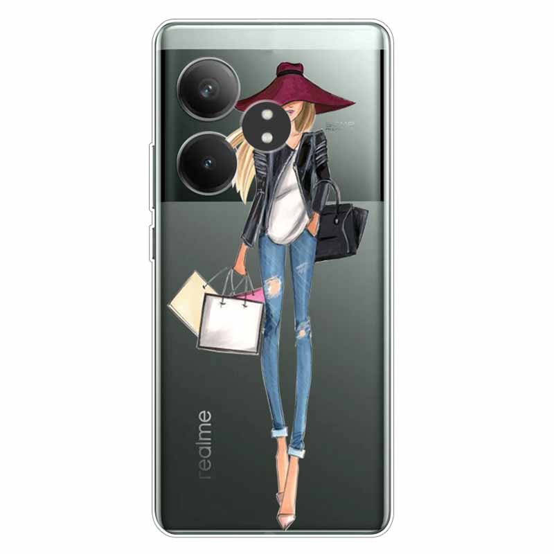 Чехол для Realme GT 6T Прозрачный ТПУ Милая Девушка Силиконовая Задняя Крышка Для Realme GT 6 Чехол GT6 RealmeGT6 Прозрачные Чехлы для Телефона Собака