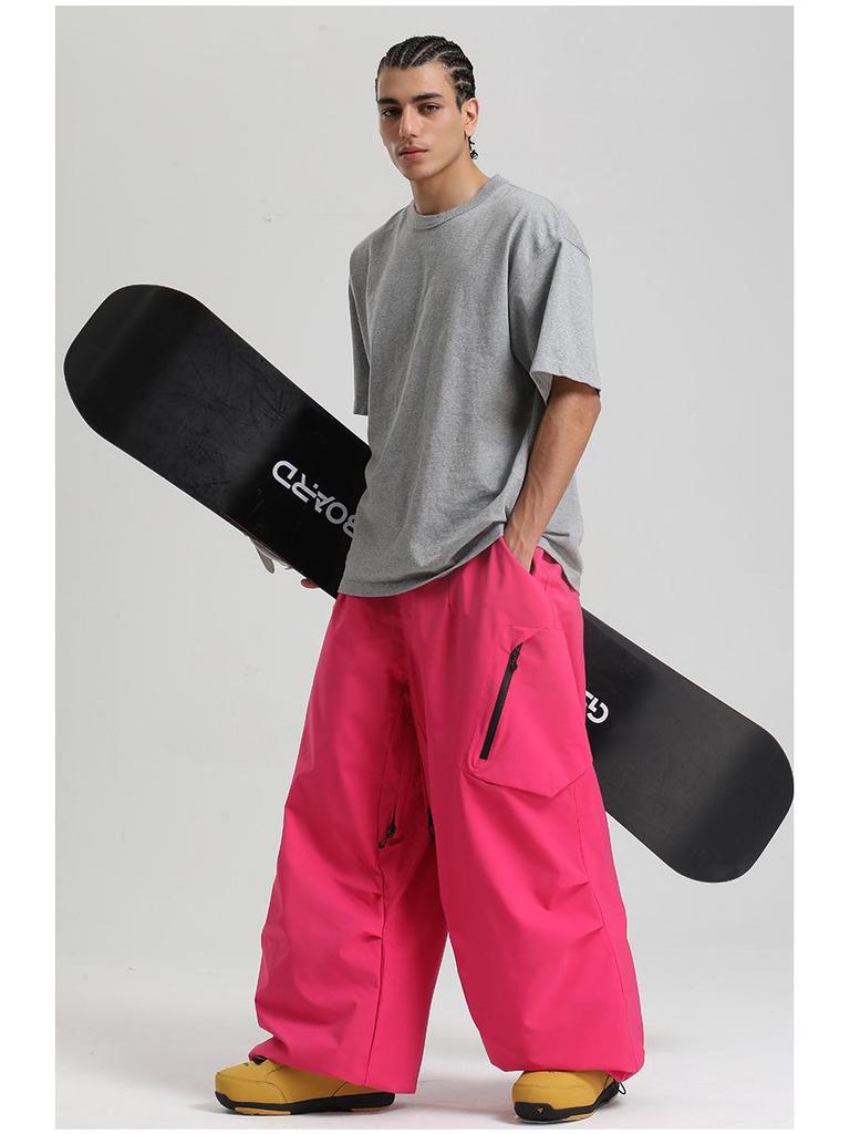 New Unisex Windproof Waterproof Ski Pants - Warm, Solid Color, Loose Fit for Outdoor Snowboarding