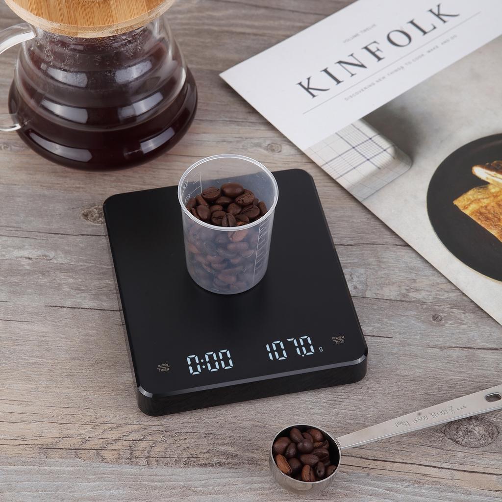 New Design 3KG/0.1G Household Multifunction Black Kitchen Office Digital Coffee Scale with Tiemer
