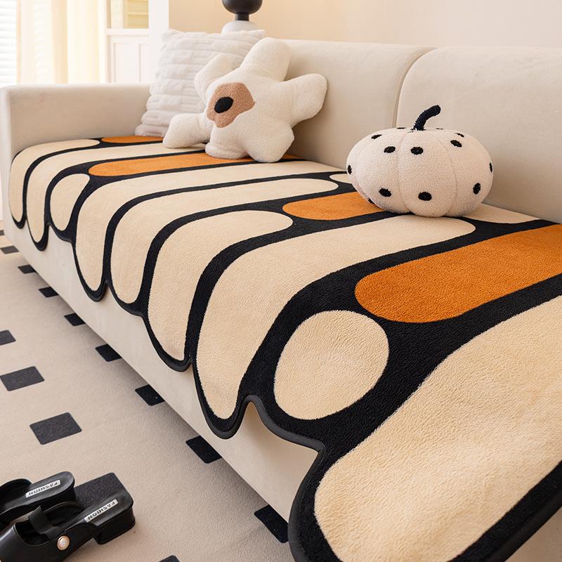 Modern New Special-Shaped Sofa Cushion Autumn And Winter Advanced Plush Seat Cushion Irregular Straight Row Seat Cushion Cover Cloth