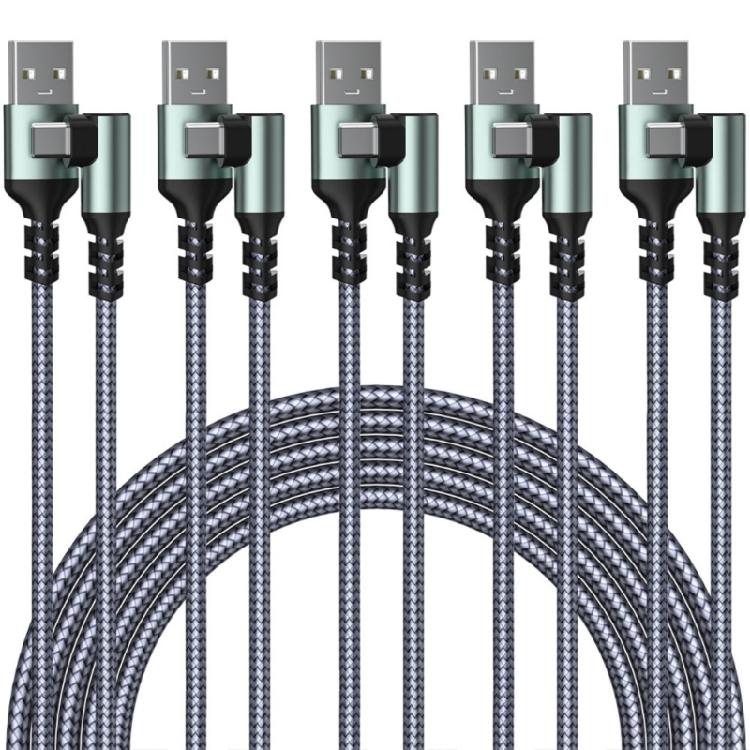 Практичный гибкий кабель для быстрой зарядки USB Type C, 2 метра, с угловыми разъемами, подходит для смартфонов, Switch, Power Delivery