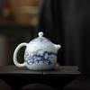 Чайник с синим и белым драконом, инкрустированный металлом, одинарный, керамический, фарфоровый, китайский, с драконом кунг-фу, для приготовления чая пуэр