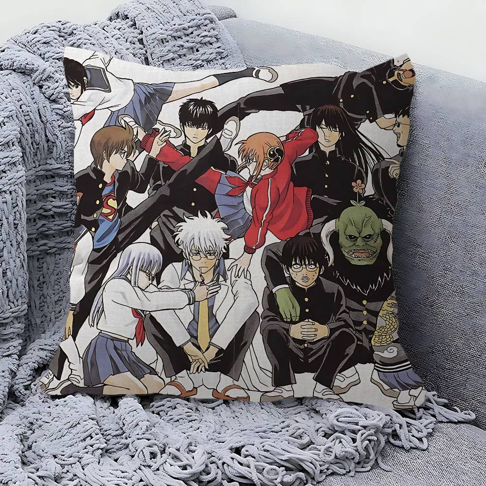 Смешные японские наволочки GINTAMA Мультяшные Декоративные для дивана Домашние Двусторонние с принтом Короткий плюш Милая наволочка для подушки