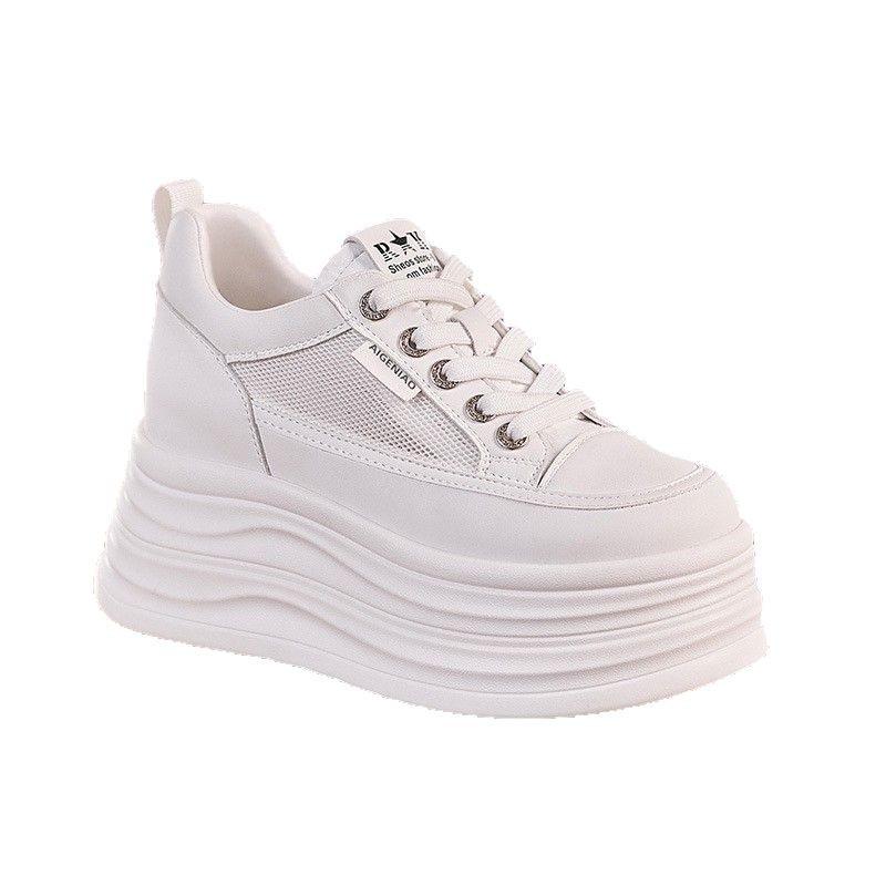 Маленькие белые туфли женские универсальные повседневные туфли для маленьких мужчин весна 2025 новые легкие туфли-кеды на толстой подошве 8 см женские туфли