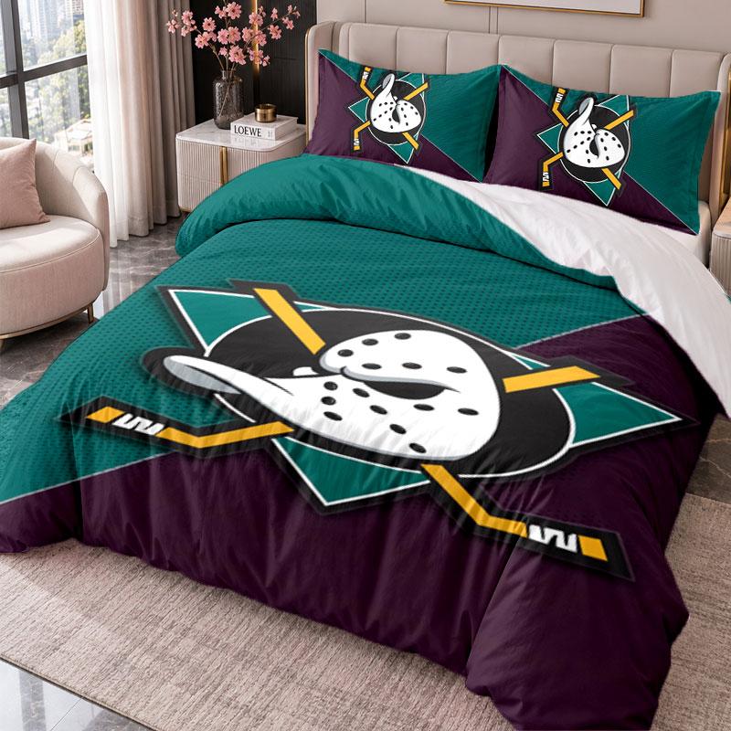 Anaheim Ducks 3Pcs Bedding Set Duvet Cover With Two Pillowcases For Bedroom Home Decoration