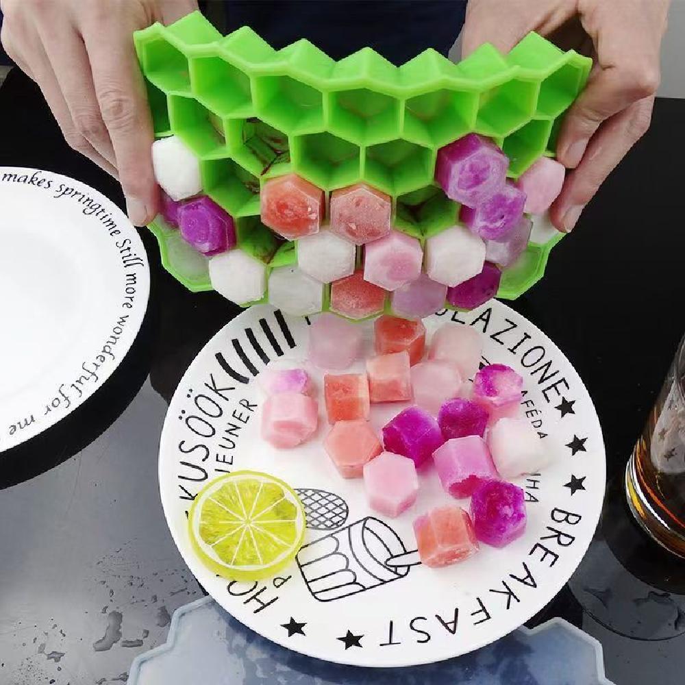 Honeycomb 37-Grid Ice Cube Tray  Bendable Freely Silicone Diy Ice Mold (Lid Not Included) For Drinks, Cocktails & Kitchen Use