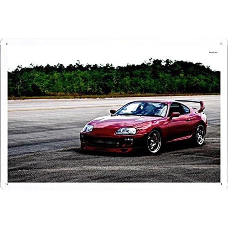 Автомобильные металлические жестяные таблички Плакат Декор стены спортивного автомобиля Винтажные художественные постеры Железная живопись для мужской комнаты Домашнего кафе Гаража Клуба Бара