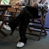 Men's Loose-Fit Straight-Leg Striped High-Waist Wide-Leg Pants.
