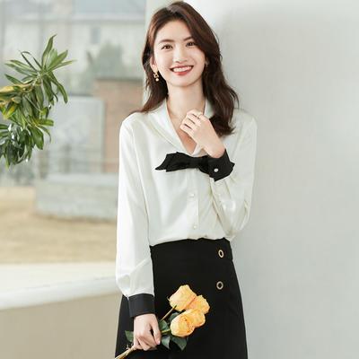 Designer Series Trendy New Women's Outerwear Shirt with Bow Tie