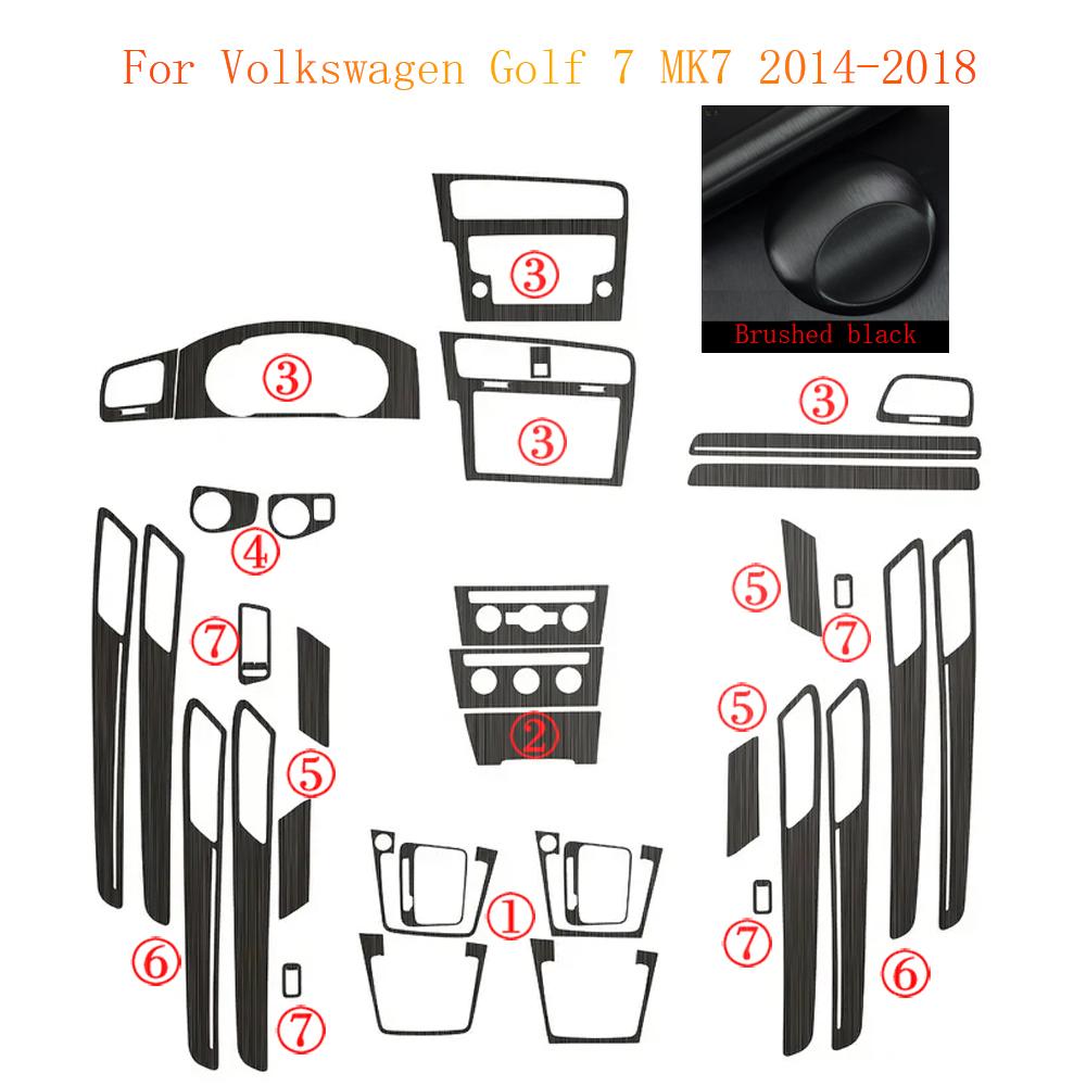 For Volkswagen Golf 7 MK7 Interior Central Control Panel Door Handle 5D Carbon Fiber Stickers Decals Car styling Accessorie