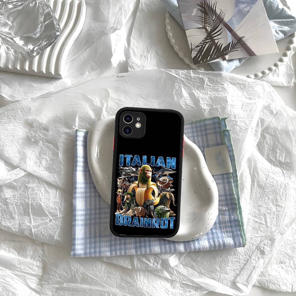 I-ITALIANS B-Brainrot Creative Animal For IPhone 11 12 13 14 15 16 Pro Max Plus Matte Translucent Phone Cover