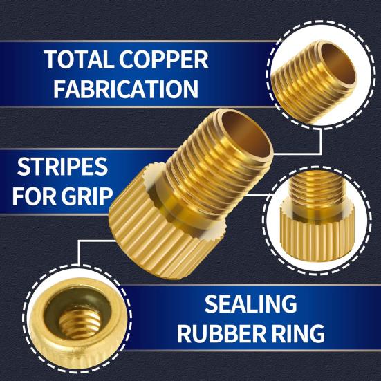 1 комплект адаптера клапана Presta и колпачков для велосипедных покрышек. Преобразуйте Presta в французский язык в США для накачивания шин для стандартного насоса и герметичного адаптера клапана.