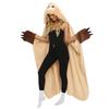 Women's Cute Cartoon Sloth Cape Casual Hooded Flannel Robe Camel TV Blanket Home Loungewear