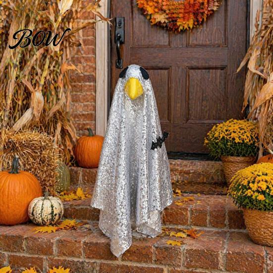 Durable Lawn Goose Outfit Halloween Ghost Costume, Porch for Outdoor Spooky Statue Decor, Holiday Garden Clothing, Funny Yard Ornament Theme Accessory