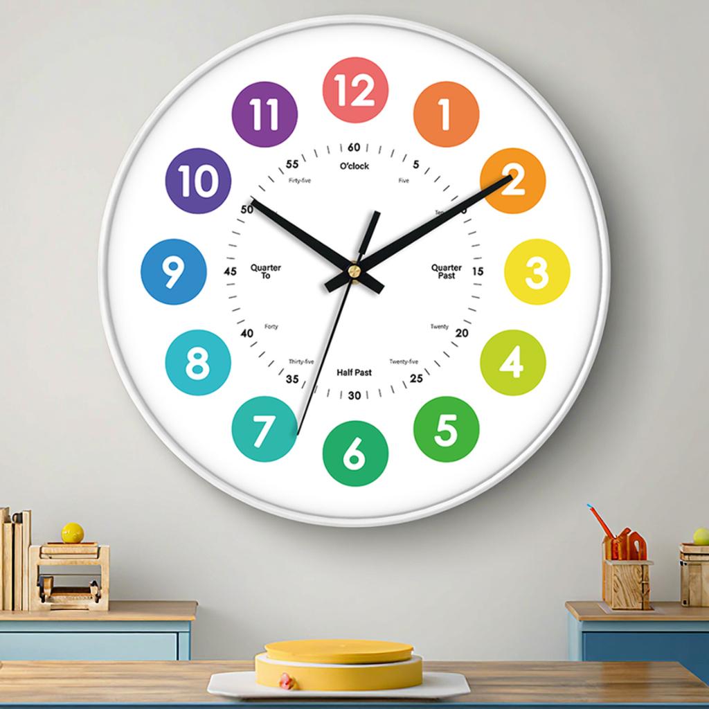 Children's Educational Quartz Analog Needle Display Wall Clock for Kindergarten Learning Customizable Color & Logo