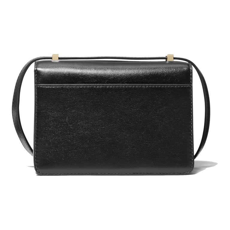 Michael Kors MK Хендрикс Логотип-буква Золотая пряжка Однотонный Французский Минималистичный Кожаный Сумка через плечо Сумка на плечо Женские сумки Черный 32F0G1HC0L-001