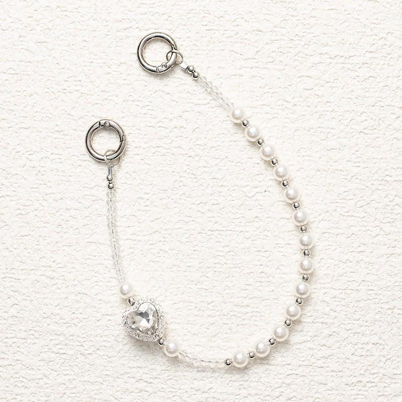 Брелок для мобильного телефона на запястье из хрустальных бусин в форме сердца с металлической пряжкой