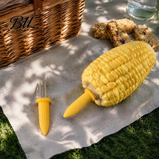 Heavy Duty Corn Skewers Stainless Steel Holders, Heat Resistant Shaped Handles, Double Cob for Picnic Needle Set Outdoor Camping And Home Barbecue