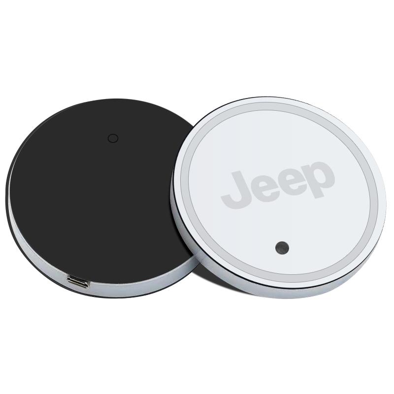 2Pcs LED Car Luminous Water Cup Pad Atmosphere Light Auto Accessories For Jeep Wrangler Renegade Compass Gladiator Cherokee Patr AJO1