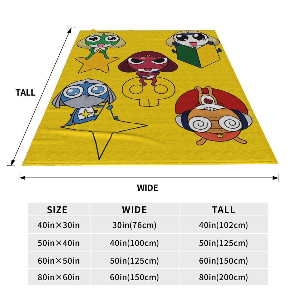 Funny Keroro manga Blanket Soft Fleece Cozy Throw Blanket Machine Washable