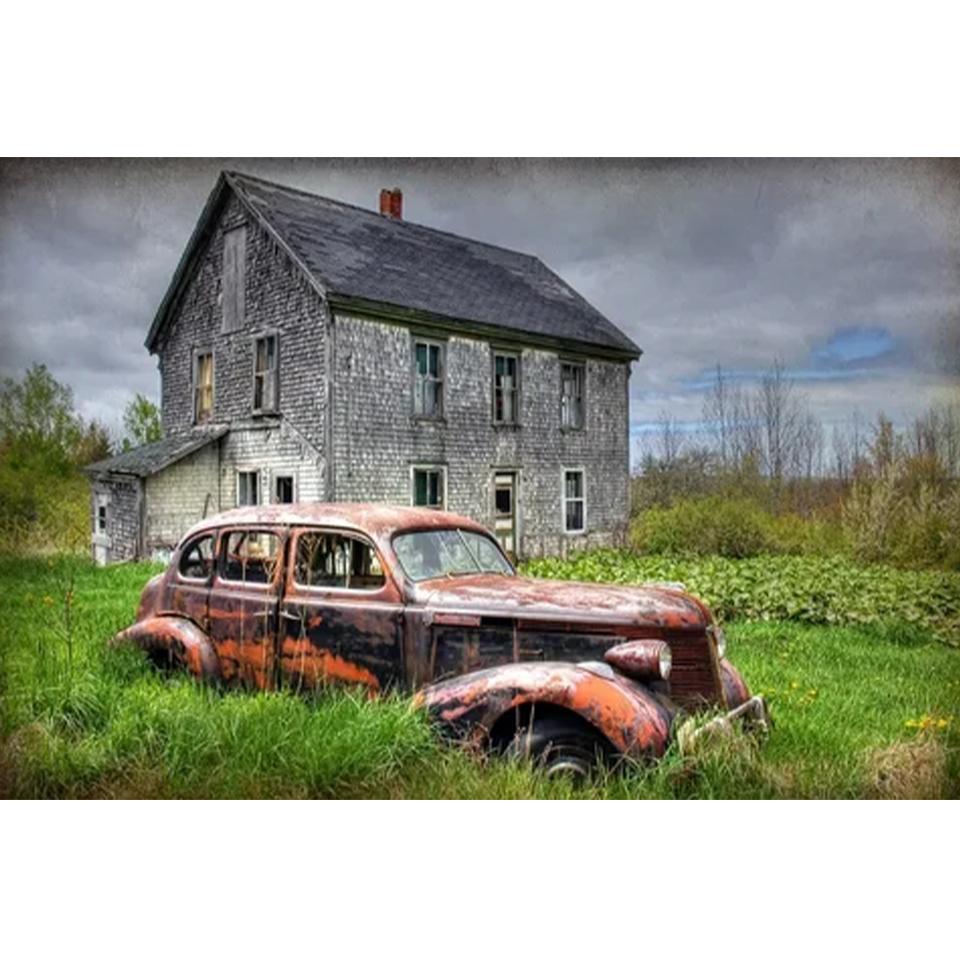 5DDIY Diamond Painting Set Rural Style View Car Full Round Square Cross Embroidery Home Wall Decoration Art Crafts