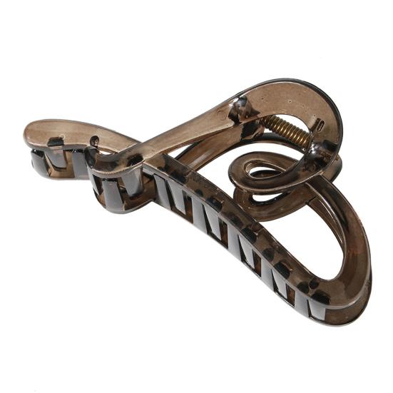 Women Hair Claw Heart Shape Grip Clip Anti-slip Teeth Back Head Hair Clip Transparent Leopard Pattern Large Shark Hair Claw Hair Accessories