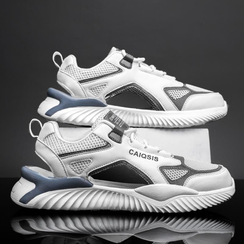 Сандалии 2024 года, лето, новые, на толстой подошве, нескользящие, износостойкие, папины туфли, тренд, универсальные, полые, повседневные туфли, модная обувь